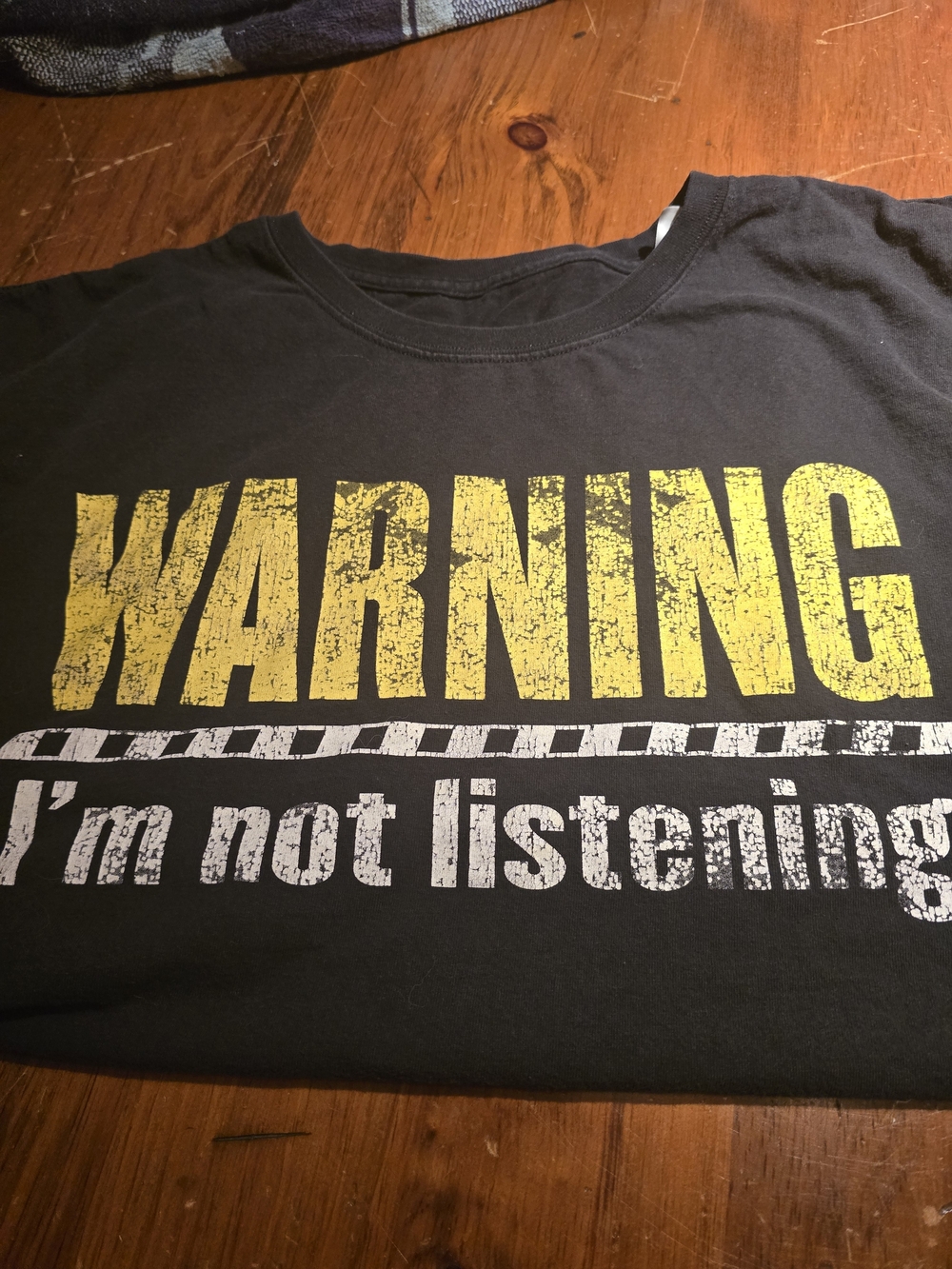 Warning "I'm Not Listening" Graphic Tee - Black & Yellow